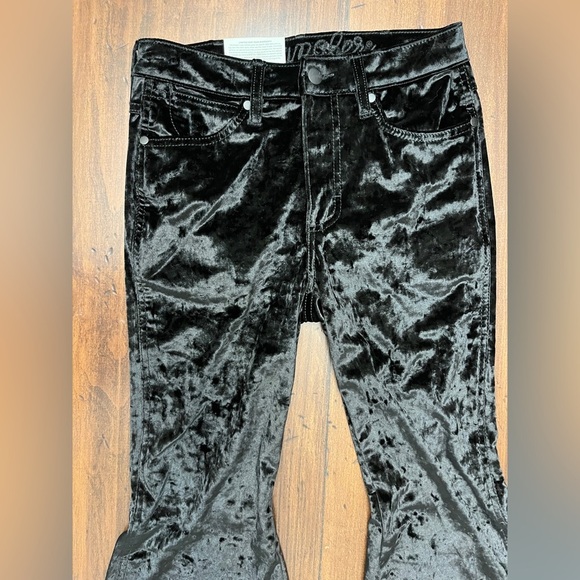 Wrangler Retro High Rise Flare Size 26 X 30 Black Crushed Velvet Stretch Cowgirl - Picture 6 of 15